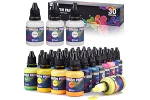 Gocheer Airbrush Paint - 30 Colors with 3 Thinner, Ready to Spray Airbrush Paint Set, Water-Based Acrylic Air Brush Paints for Metal, Plastic Models, Canvas, Wood - 33 Bottles