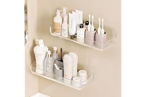 Diesisa 2pc Plastic Wall Mount Organizer, Adhesive Shelf, Bathroom Shelves for Wall, Acrylic Adhesive Organizer, No Drilling 