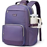 LOVEVOOK Laptop Backpack for Women with Pouch Pocket for Large Capacity Cup,15.6 Inch Laptop Computer Bag Travel Backpack Purse,Waterproof Work Business Backpack College Teacher Bags,Violet