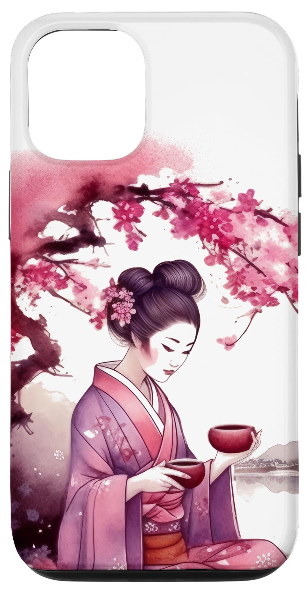 iPhone 15 Geisha Under Cherry Blossom Tree Traditional Japanese Woman Case