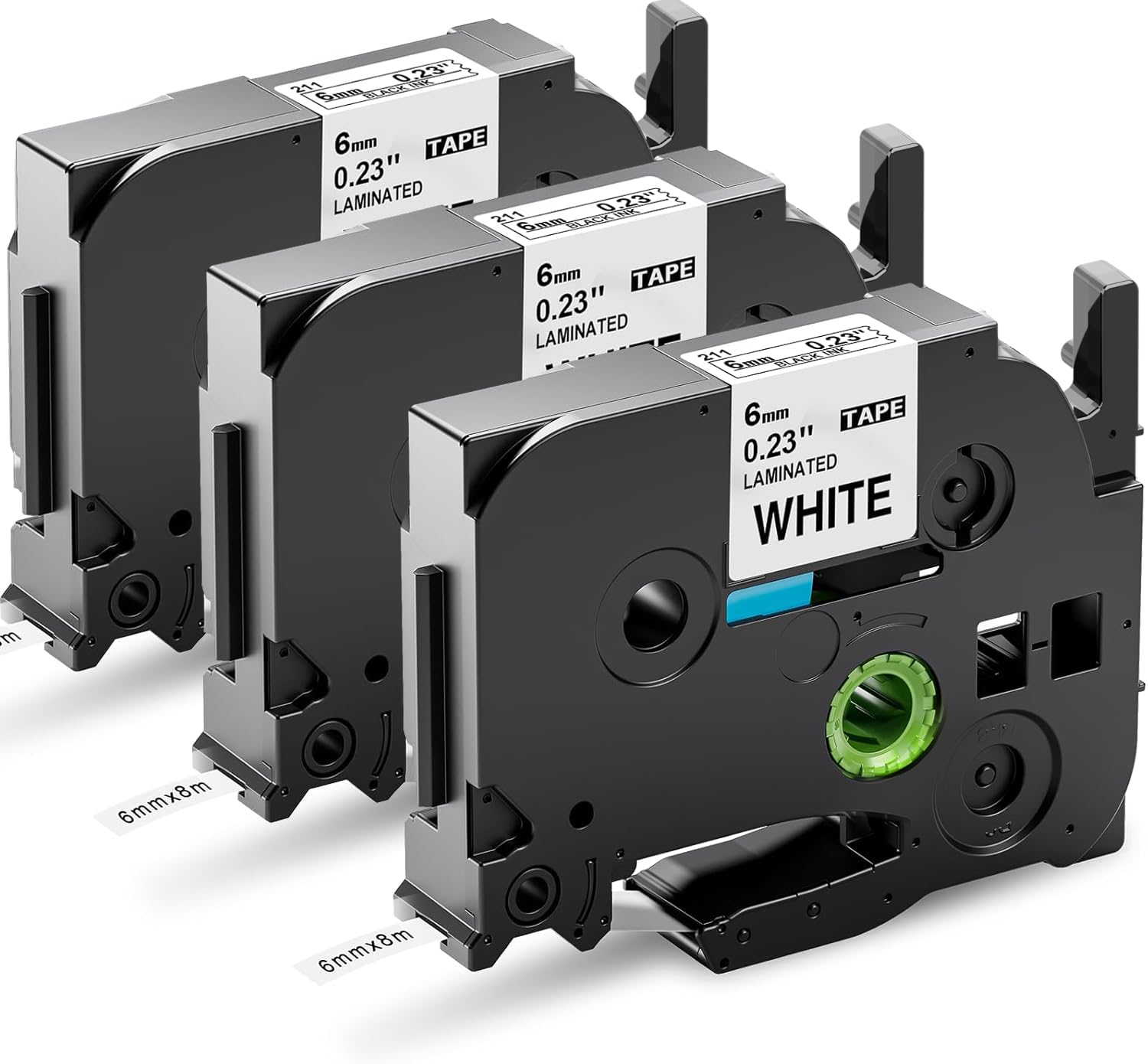 Upwinning Replace TZe 211 6mm Tape Compatible with Brother P-Touch Tape 6mm TZe-211, TZe Laminated Label White 6 mm Compatible with Brother Label Maker E110 H105 H110 H200 900 1000 1010, 3 Pack