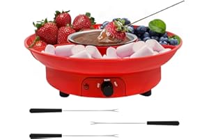 Fondue Pot Electric Set for Chocolate and Nacho Cheese, Chocolate Fondue Kit with Dipping Forks, Temperature Control, 9-ounce