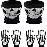 VEAGINS White Skeleton Gloves and Skull Face Mask Ghost Bones Gloves for Adult Halloween Cosplay Dance Costume Party