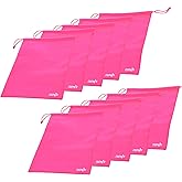 Cosmos 10 Pcs Travel Shoe Bags Shoe Organizer Pouch Storage String Bags for Travel Trip Carrying Packing, Dust-proof Non-Woven Fabric in Drawstring, 13.75" x 11" (Hot Pink)