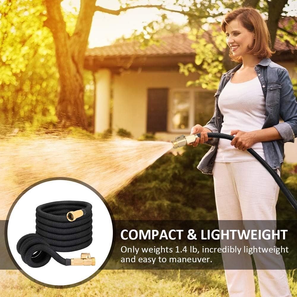 Riemex Expandable Hose 25 FT Black [New 2019] Heavy Duty Garden Water Hose - Triple Latex - Expanding Solid Brass Metal Fittings Connectors, Flexible Strongest - for All Watering Needs 25FT: Home Improvement