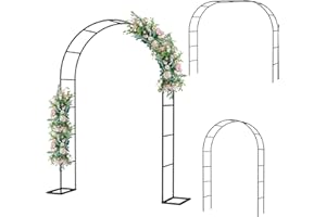 FOGEIN Metal Garden Arch Trellis Arbor, Wedding Arch Stand with Steel Frame,5.3'W * 7.6'H or 7.9'W * 6.3'H Ft,for Garden Arbor Trellis & Climbing Plant, Bridal Party & Ceremony Decorations (Black)