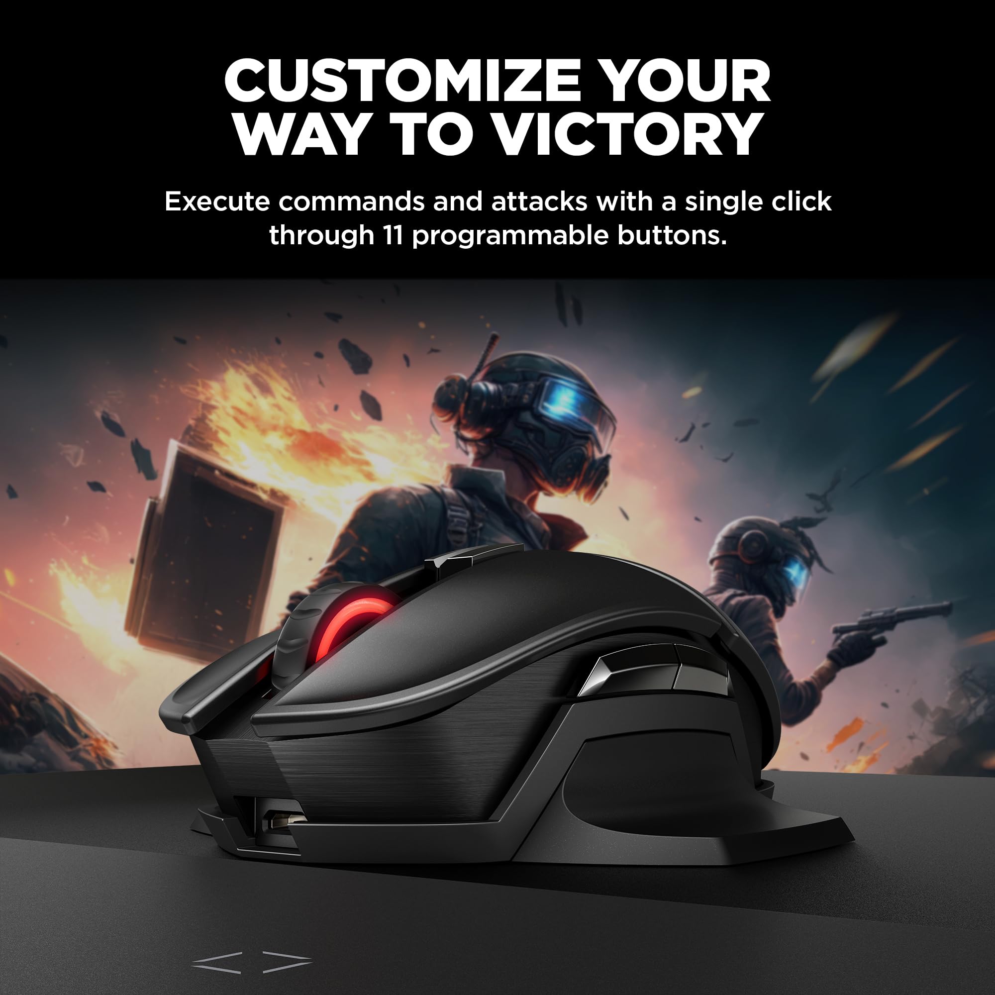 OMEN by HP Photon Wireless Gaming Mouse with Qi Wireless Charging, Programmable Buttons, Custom RGB, E-Sport DPI (6CL96AA)