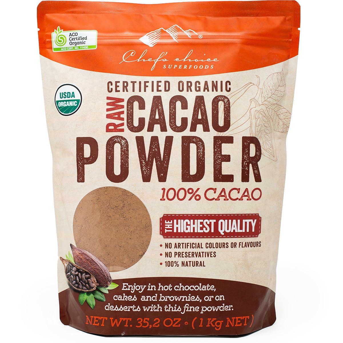 シェフズチョイス オーガニックローカカオパウダー Organic Raw Cacao Powder (3 : 1kg×1袋)商品画像