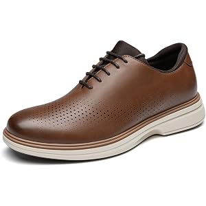 Rihero Men's Dress Shoes Oxford Formal Business Casual Sneakers | Breathable Upper, Light EVA Non-Slip Base, Perforated Arch