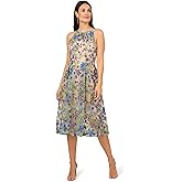 Adrianna Papell Womens Embroidered Fit and Flare