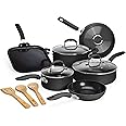 Goodful Ceramic Nonstick Pots and Pans Set, Premium Ceramic Coating Made without PFOA, PTFE or PFAS, Dishwasher Safe, 12-Piece, Charcoal Gray