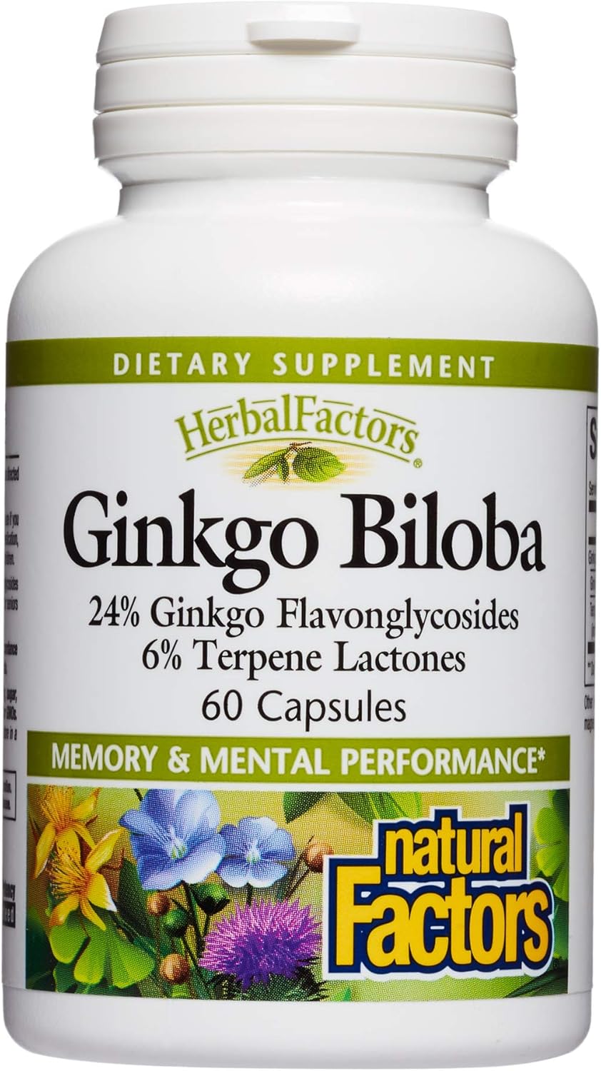 HerbalFactors by Natural Factors, Ginkgo Biloba, Supports Memory, Mental Performance and Healthy Brain Function, 60 capsules (60 servings): Health & Personal Care