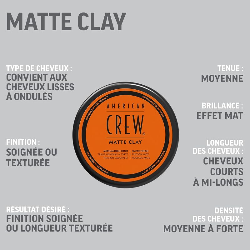 Matte Clay Cire Cheveux Homme À L'Argile Effet Mat 85g