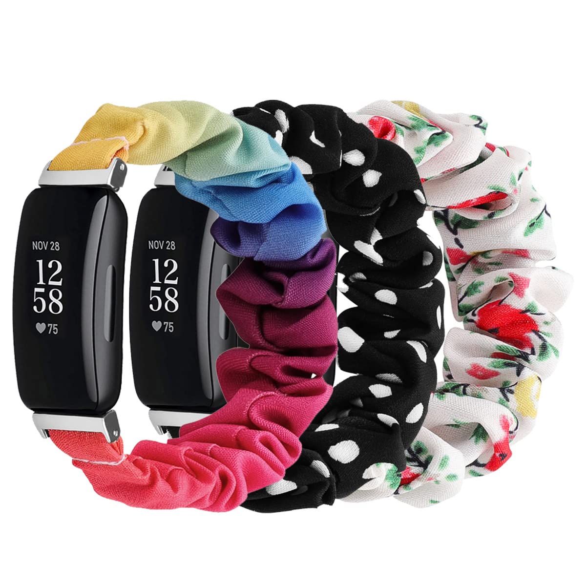 Chofit Strap Compatible with Fitbit Ace 3 Straps, Replacement Scrunchies Arm Band Chiffon Satin Wristband for Kids Girls Ace 3 Activity Tracker, 3-Pack (3C) — image 1