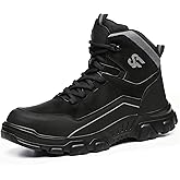 MOLLYBLOS Work Boots for Men,Indestructible Steel Toe Shoes,Breathable High Top Steel Toe Boots for Men,Non Slip Lightweight Safety Work Shoes.