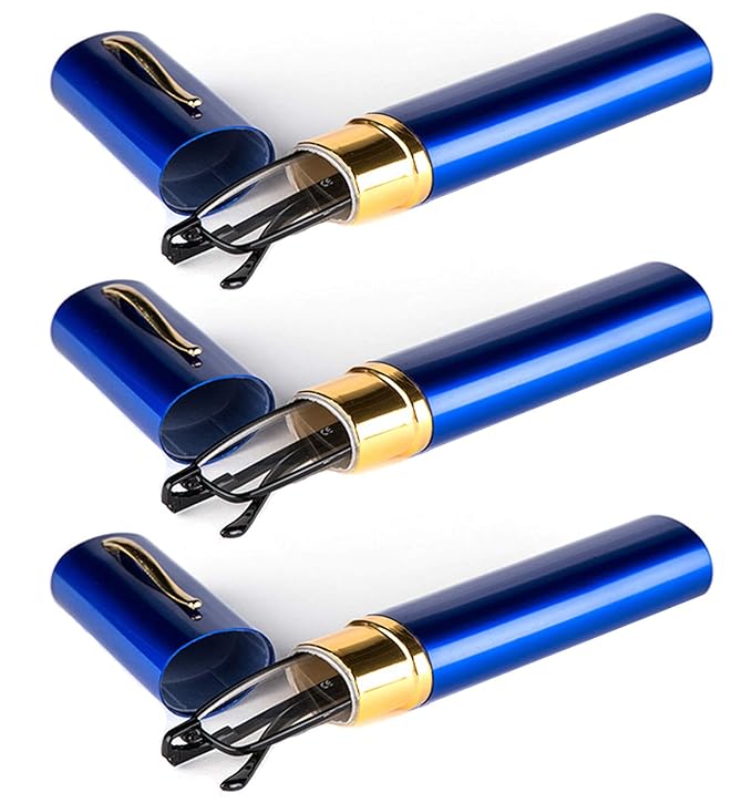 VEVISTARS Lesebrillen Herren Damen Tragbar Brillenhülle Metall Klassische Scharnier Schmal Leichte Stil Stärken lesebrille mi