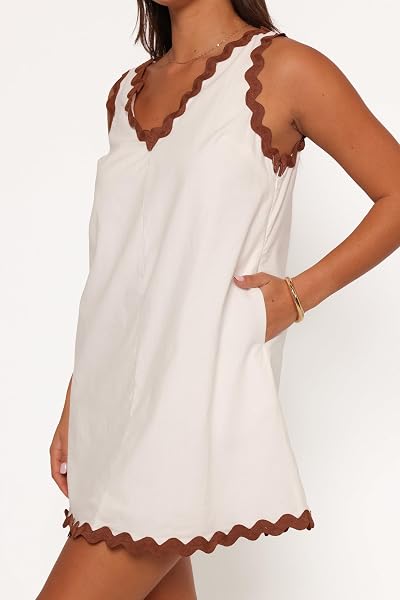 PETAL & PUP CALLIOPE MINI DRESS – WHITE TAN XL