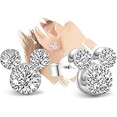 Cute Stud Earrings for Girls Teens Women - Sterling Silver Hypoallergenic Cubic Zirconia Mouse Drop Dangle Earrings Dainty Sweet Red Bow Earrings Studs Post Fashion Jewelry Gifts for Christmas