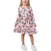 EASWEET Bamboo Viscose Girls' Dresses Long Sleeve Toddler and Little Kids Twirl Dress