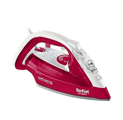 Tefal Ultragliss fv4950 – (Bügeleisen Dampfbügeleisen Dampfbügeleisen, Durilium-Bügelsohle, 2 m, 160 g/min, rot, weiß, 40 g/m
