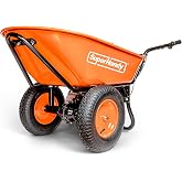 SuperHandy Electric Wheelbarrow Utility Cart, 48V, 330 lb, Power Wagon | Battery powered utility cart for soil, rocks, tools and yard loads; Garden Cart; powered dump for garden hauling
