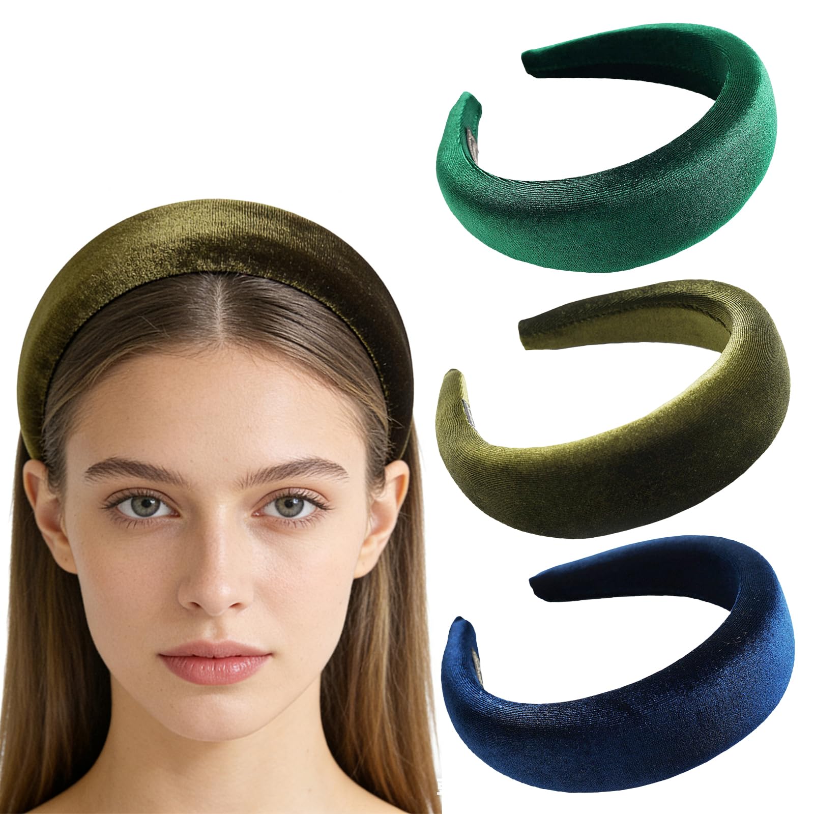 scicent Headbands for Women 3 Packs Fabric Hair Band Wide Plain Hairbands Elastic Head Wrap Cute Padded Hair Accessories for Girls 2810 — image 1