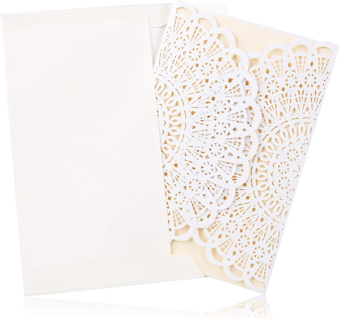 BingGoGo 12x Pearl Paper Laser Cut Invitations, For Wedding, Baby Shower, Mother's Day,Brides Bridal Shower, Graduation Celebration, Birthday, Party Invitation,Business,Thank You Cards (White)