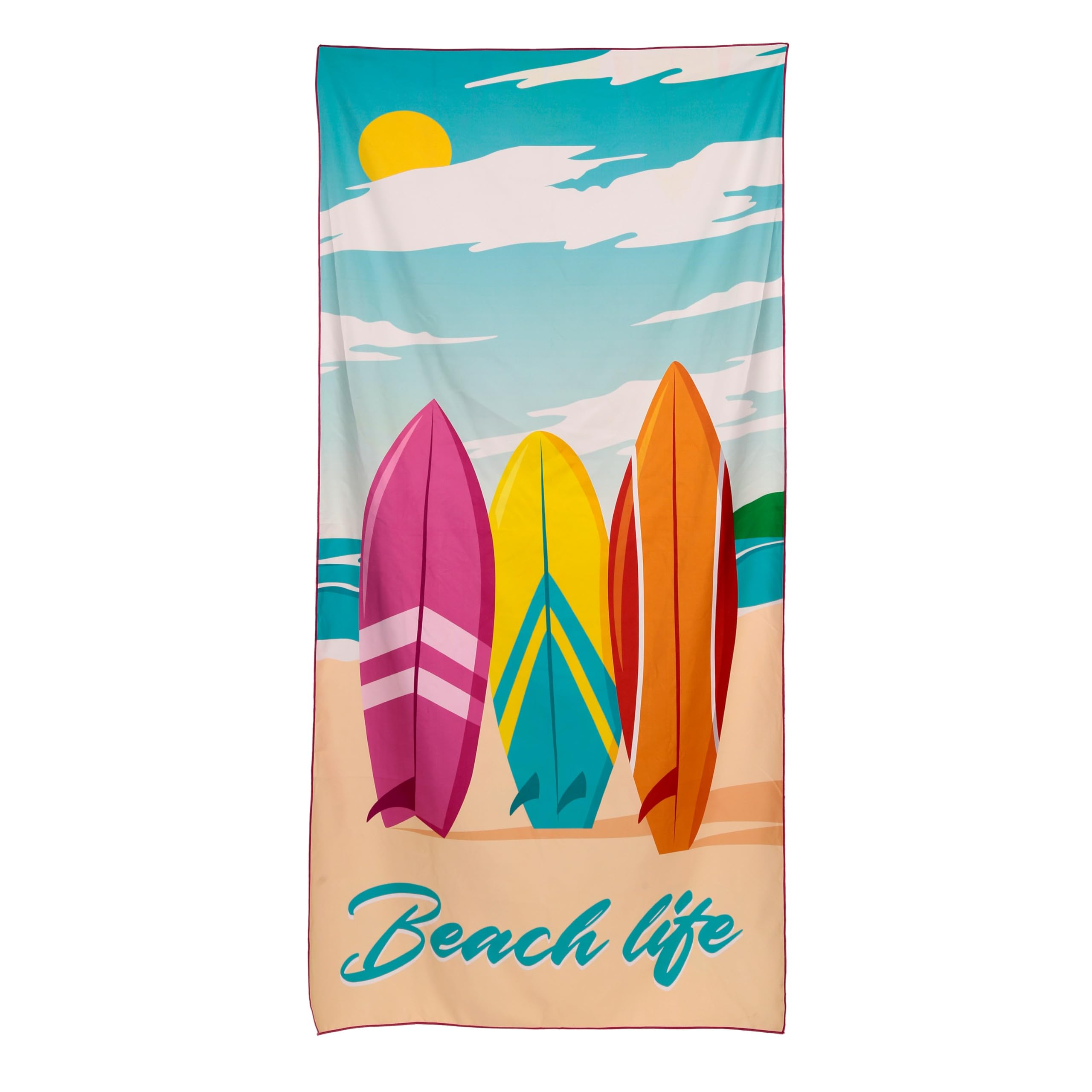 Puckator Beach Life Surf Microfibre Beach Towel - Large Quick Drying Lightweight Thin Funny Mens Girls Beach Pool Holiday Towel Towels For Adults Womens - Vacation Accessories Essentials Family