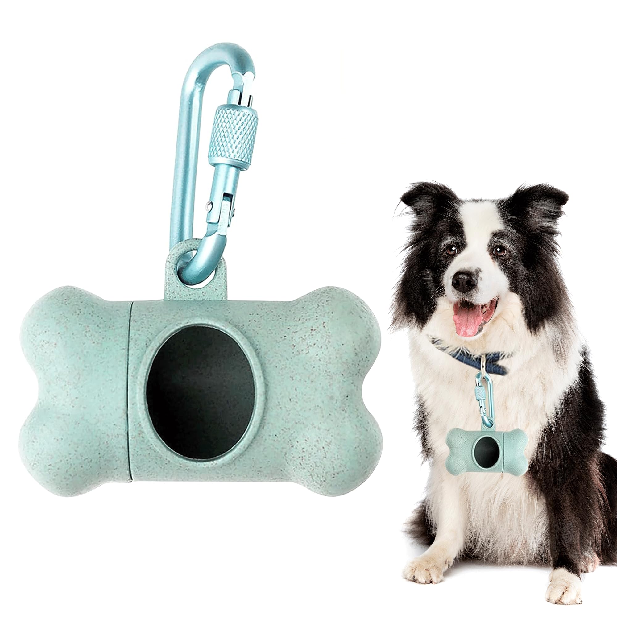 1Pcs Bone Shaped Dog Poo Bag Holder Doggy Poop Bag Dispenser Leak-Proof Key Chain Belt Collar Clip Dog Poo Pickup Bags Organizer Pet Supplies Dogs(Green, No Poo Bags)