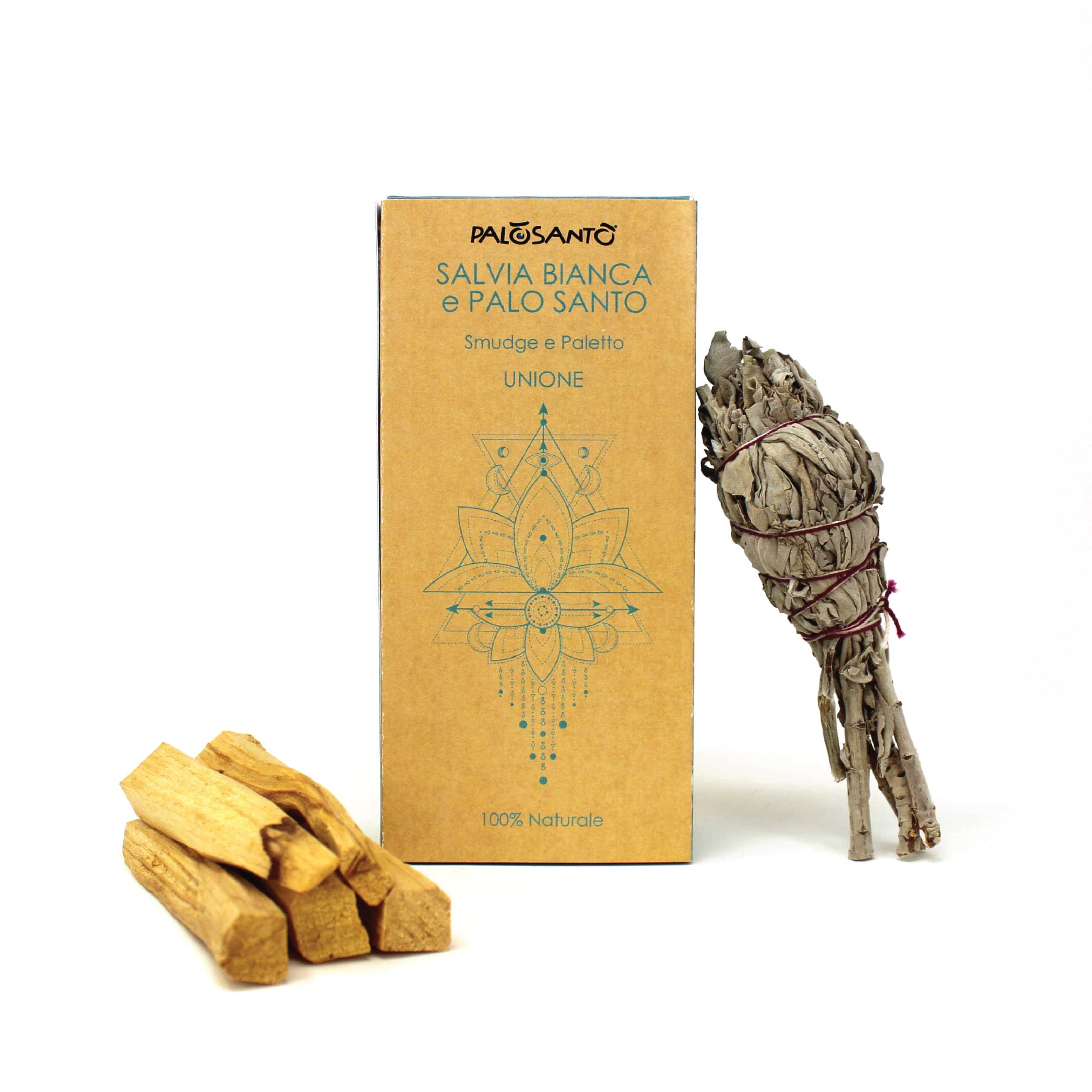 PALOSANTO - Palo Santo Bundle - White Sage Smudge from California and 5 Premium Palo Santo Sticks from Perù - Ideal for Intense Purification
