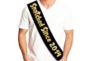Sterling James Co. Snatched Since 2014 Black & Gold Glitter Sash - 12th Birthday Party Supplies, Ideas and Decorations