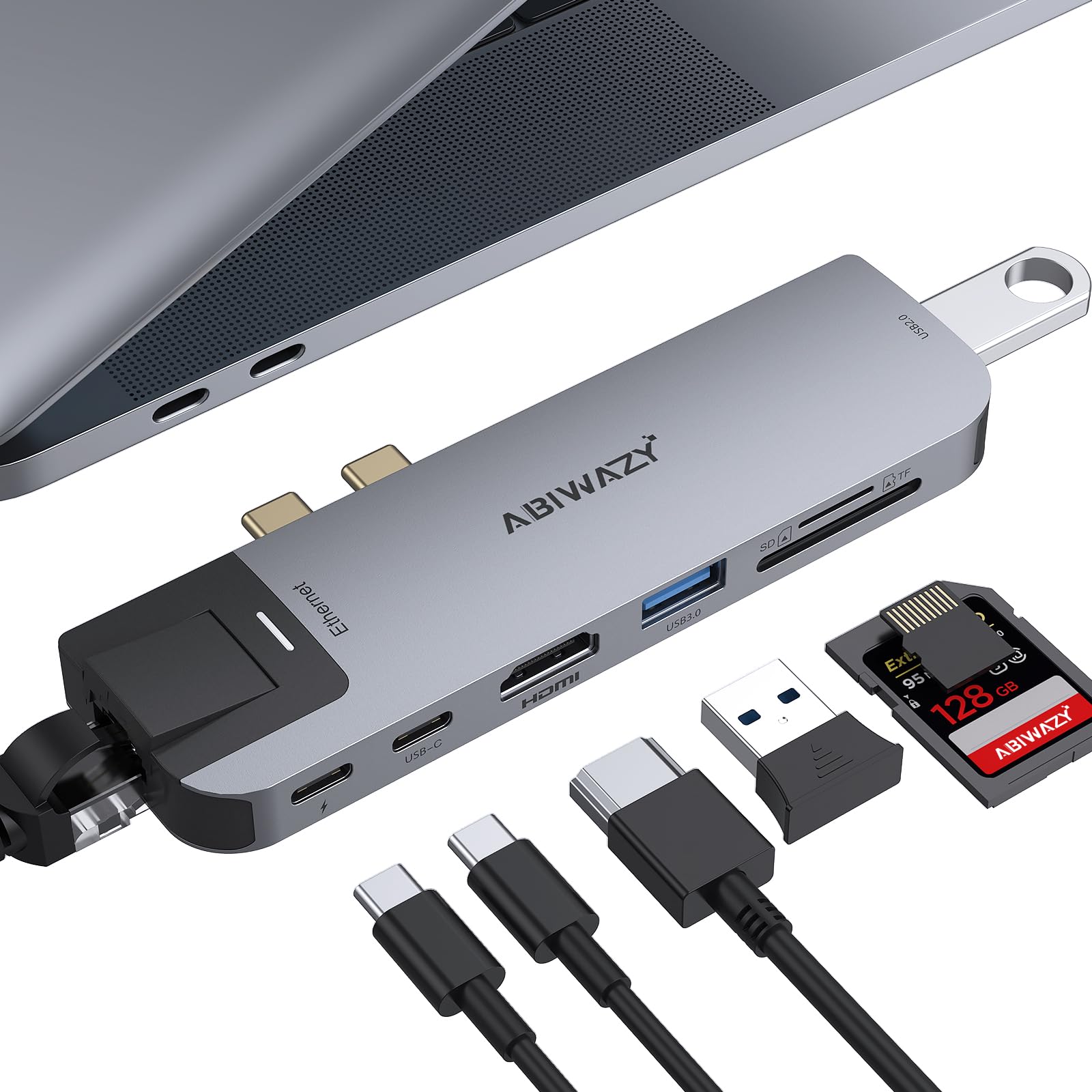 MacBook Pro USB Adapter MacBook HDMI Multiport Dongle for MacBook Pro Air 2020-2018,USB C Adapters for MacBook Pro 2020 with 4K HDMI, 2 USBB 3.0 Port, SD/TF, Thunderbolt 3 and USB C USB3.0 Data Port