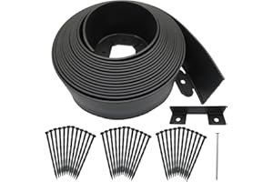 GADENGPLUS No Dig Landscape Edging,Flower Bed Edging Lawn Edging Garden Edging Border No Dig, Landscaping Border Rubber Edging Wild Flower Garden Border Yard Edging Borders （30Feet-Black-Tall Wall）