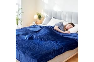 EYDNA Electric Heated Blanket Queen Size 84"x 90", Dual Control Super Cozy Soft with 6 Heat Levels & 10 Hours Auto Off, NavyBlue