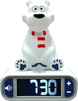 LEXIBOOK Polar Bear Nightlight Alarm Clock LCD Backlit Snooze Blue White RL800PB