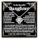 To My Daughter Necklace From Dad, Daughters Gift From Mom, Father Daughter Necklace Gift For Christmas Birthday Graduation Wedding Day, Meaningful Gifts For Daughters With Message Card And Box