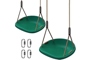 BeneLabel 2 Pack 500LB Capacity Heavy Duty Swing Seat with Wider Seat Board & Height Adjustable Rope from 4.8ft to 6.7ft Green Swing Set Swings for Backyard Patio Garden Playground