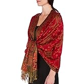 Sakkas Soft Silky Double Layer Jacquard Paisley Pashmina Shawl/Wrap/Scarf