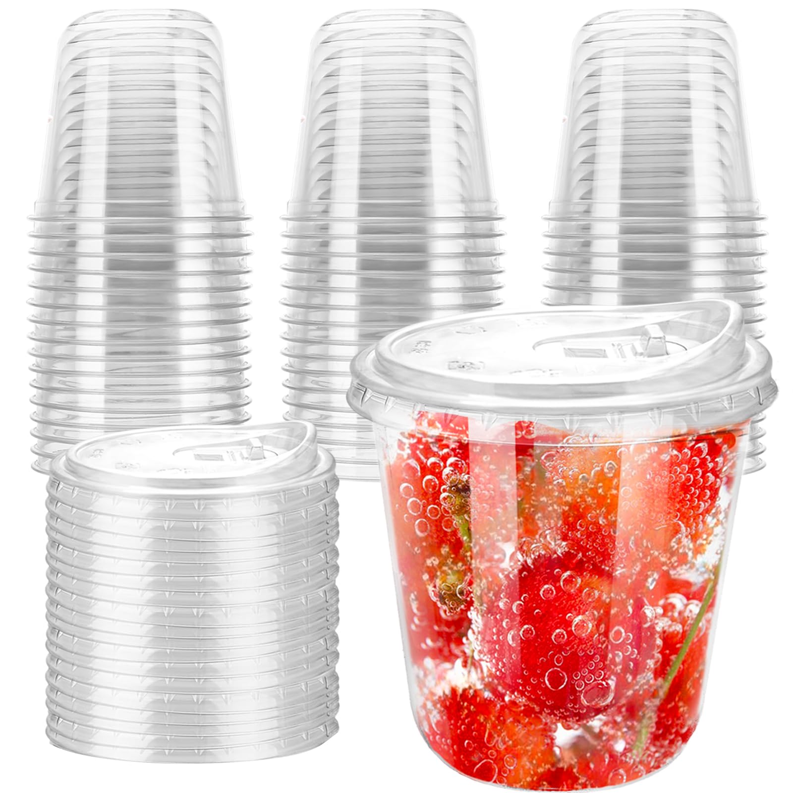 Photo 1 of 12oz Disposable Stemless Glasses With Strawless Sip Lids,PET Disposable Drinking Cups,Clear Plastic Wine Glasses for Parties Birthday,Wedding,Meeting,Christmas Party Supplies. (50, Transparent)