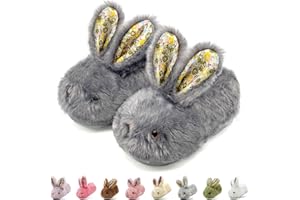 Duovodu Toddler Slippers Girls Boys Kids Bunny House Slipper Winter Cute Rabbit Slippers Warm Soft Plush Fuzzy Slippers Indoor Non-Slip Animal Cartoon Slippers