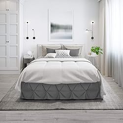 Nestl Grey Bed Skirt Full Size, Pinch Pleat Full