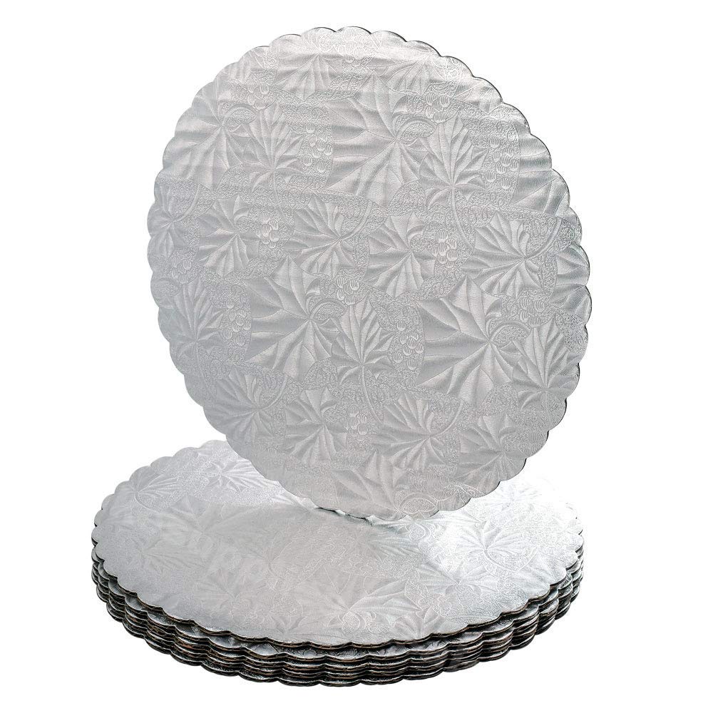 6" Silver Scalloped Edge Cake Boards, 25 ct