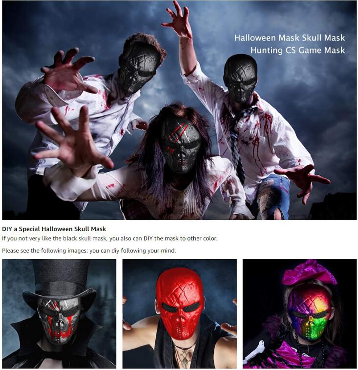 Tactical Mask Skull Full Face with Metal Mesh Eye Protection-Airsoft/BB Gun/CS Game-Zombie Masks Heads Scary for Cosplay Party Halloween Tricky Man&Women : Clothing