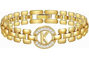 WEDDINEN Initial Bracelets for Women, 14K Gold Plated Letter A-Z Bracelets with Diamonds,Thick Chain Bracelet for Women trendy Jewelry Gifts