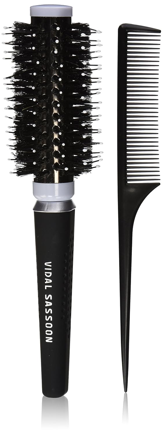 Vidal Sassoon Salon Series Titanium Round Thermal Porcupine Brush with Styling Comb