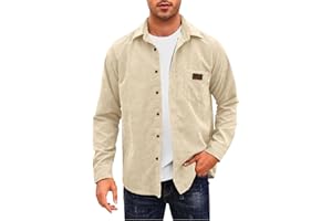 Comdecevis Mens Corduroy Shirts Jacket Button Down Long Sleeve Work Shirts Shackets with Pocket