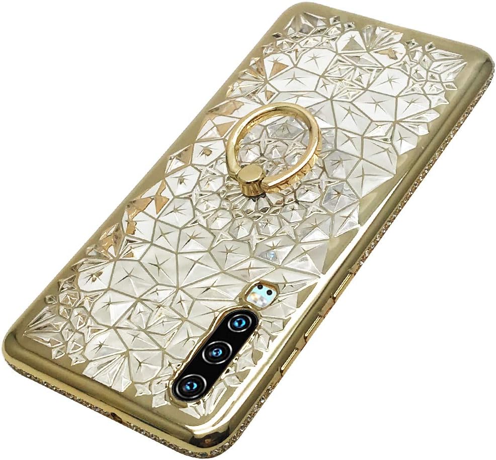Ywhero P30 Phone case Compatible with Huawei p 30 Cases Kickstand Ring Holder Soft Huwai 30P Cover Glitter Luxury Coque huaweip30 p30case Protective Bumper 6.1inch (Gold)
