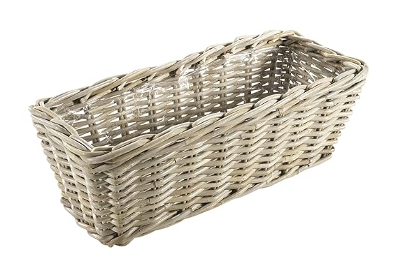 Kobolo Blumenbank Pflanzkorb Blumenkasten Blumenbank Rattan grau