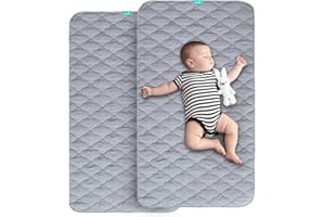 2 Pack Baby Waterproof Bed Pad Washable Quilted Crib Mattress Pad 28" x 52", Reusable Underpads Bed Wetting Incontinence Cove