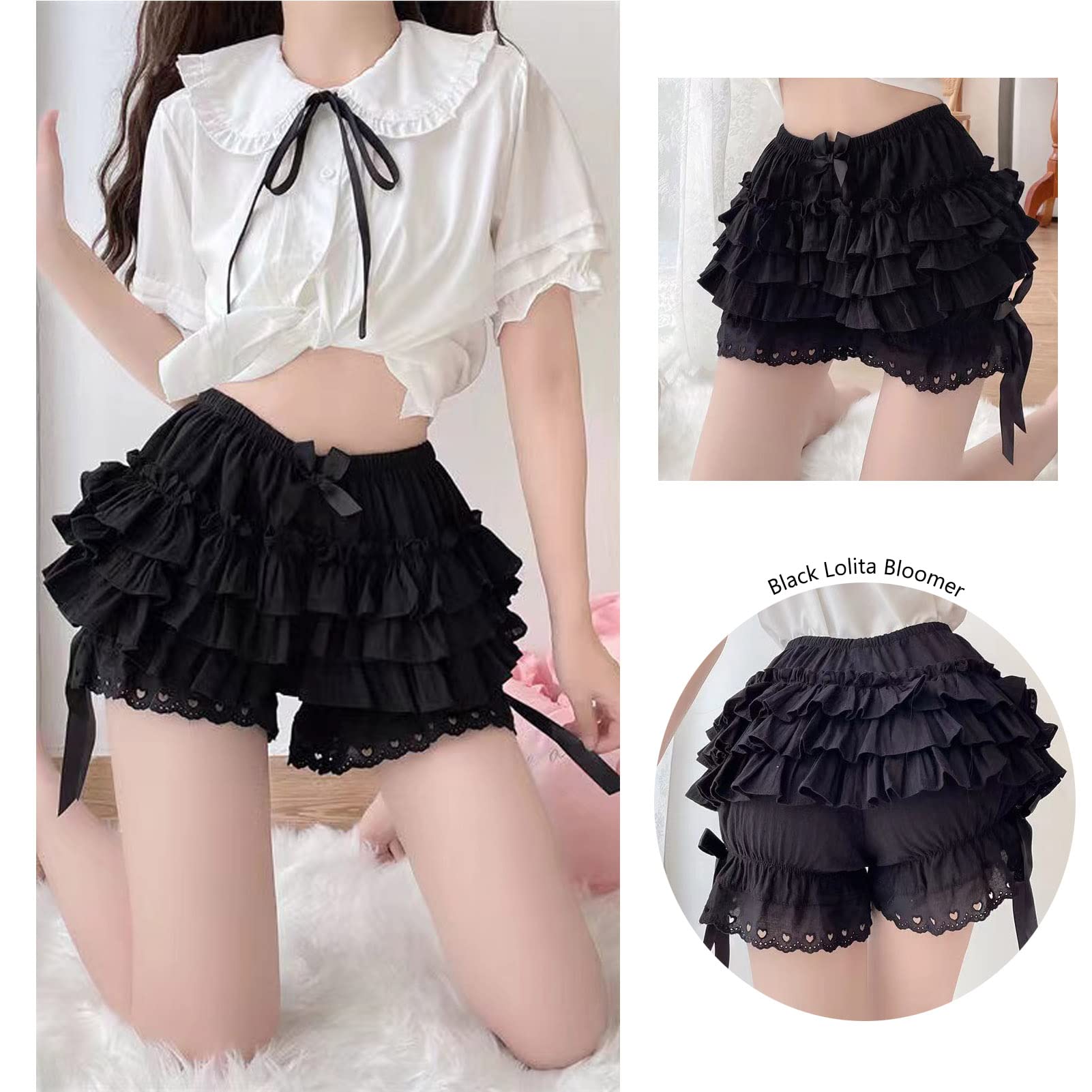 Vibsion Womens Lolita Bloomers Plush Ruffles Pumpkin Pants Bottom Shorts